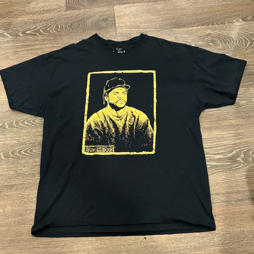 Retro Style Boyz n the Hood Ice Cube Gold Foil Print T-Shirt Adult 2XL RAP